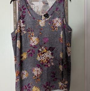 Worthington Floral Tank Top - Gray and Purple